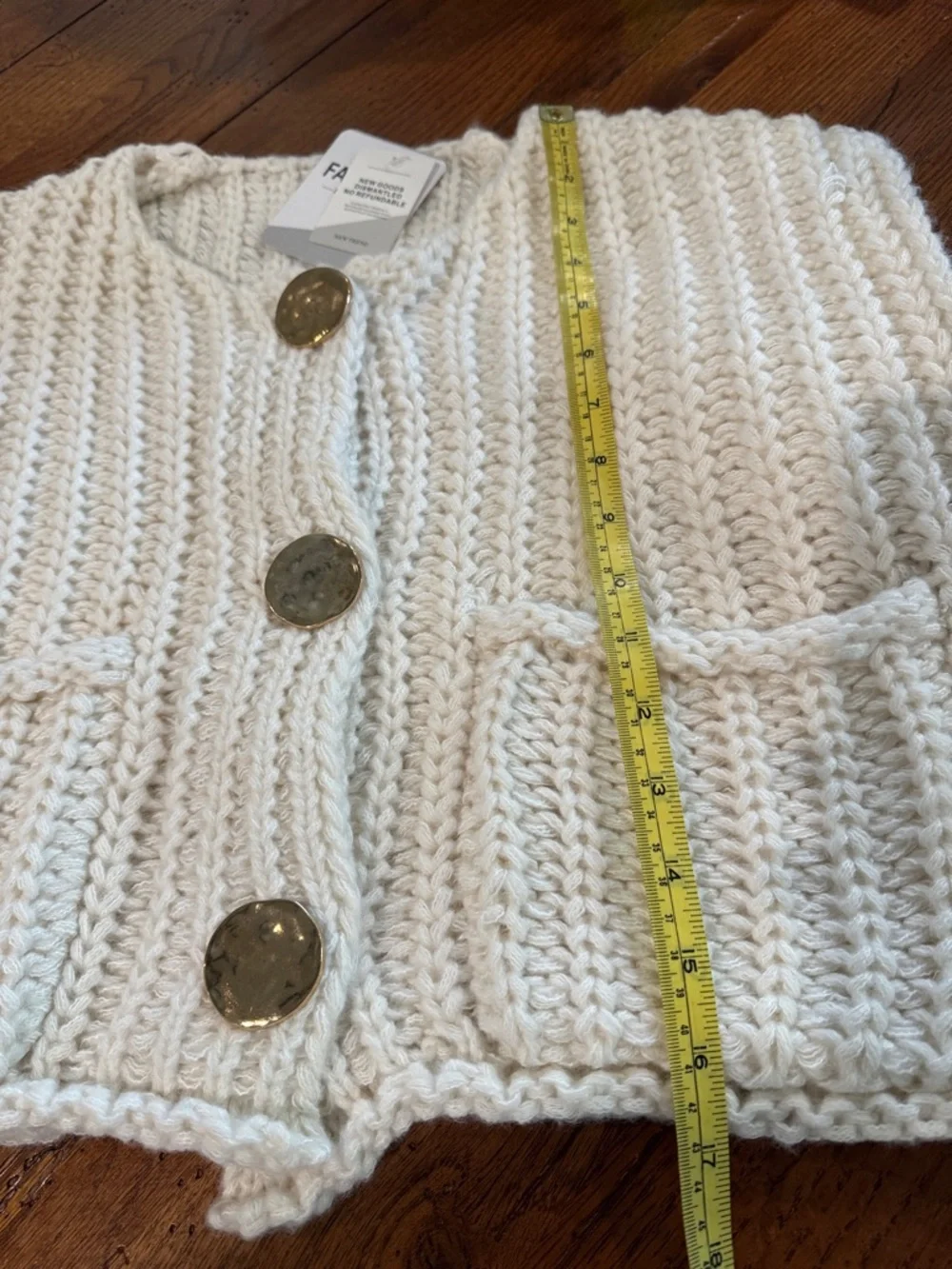 Cropped Cream Chunky Knit Button Vest